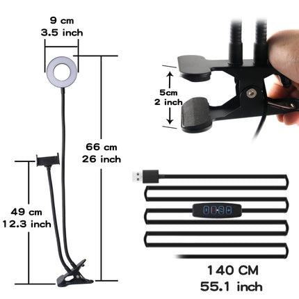 3.5 inch Adjustable Live Broadcast Aluminum Alloy Clip LED Fill Light with Phone Clamp