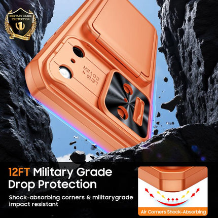 Flip Card Holder Sliding Camera Cover PC Hybrid TPU Phone Case, For iPhone 17 Pro Max, For iPhone 16 Pro Max, For iPhone 15 Pro Max