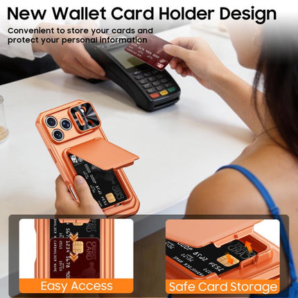 Flip Card Holder Sliding Camera Cover PC Hybrid TPU Phone Case, For iPhone 17 Pro Max, For iPhone 16 Pro Max, For iPhone 15 Pro Max
