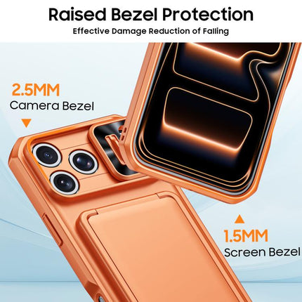 Flip Card Holder Sliding Camera Cover PC Hybrid TPU Phone Case, For iPhone 17 Pro Max, For iPhone 16 Pro Max, For iPhone 15 Pro Max