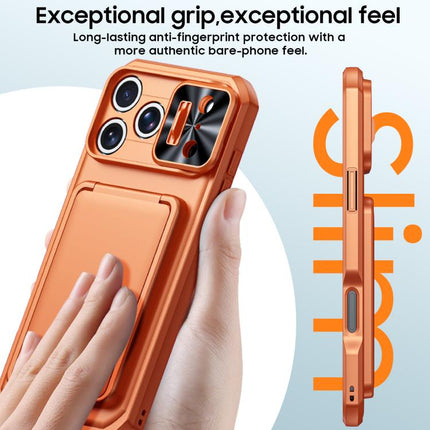 Flip Card Holder Sliding Camera Cover PC Hybrid TPU Phone Case, For iPhone 17 Pro Max, For iPhone 16 Pro Max, For iPhone 15 Pro Max