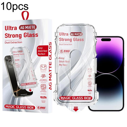 10pcs Easy Install Dust-proof Box Frosted Tempered Glass Film, For iPhone 17e / 16e / 14 / 13 Pro, For iPhone 17 Pro Max, For iPhone 17 Pro, For iPhone 17 / 16 Pro, For iPhone Air, For iPhone 16 Pro Max, For iPhone 16 Plus / 15 Plus, For iPhone 16 / 15...