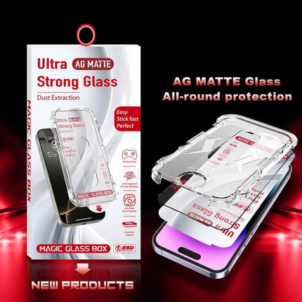 10pcs Easy Install Dust-proof Box Frosted Tempered Glass Film, For iPhone 17e / 16e / 14 / 13 Pro, For iPhone 17 Pro Max, For iPhone 17 Pro, For iPhone 17 / 16 Pro, For iPhone Air, For iPhone 16 Pro Max, For iPhone 16 Plus / 15 Plus, For iPhone 16 / 15...