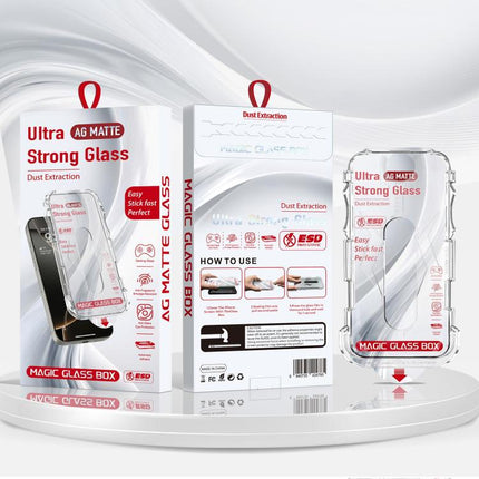 10pcs Easy Install Dust-proof Box Frosted Tempered Glass Film, For iPhone 17e / 16e / 14 / 13 Pro, For iPhone 17 Pro Max, For iPhone 17 Pro, For iPhone 17 / 16 Pro, For iPhone Air, For iPhone 16 Pro Max, For iPhone 16 Plus / 15 Plus, For iPhone 16 / 15...
