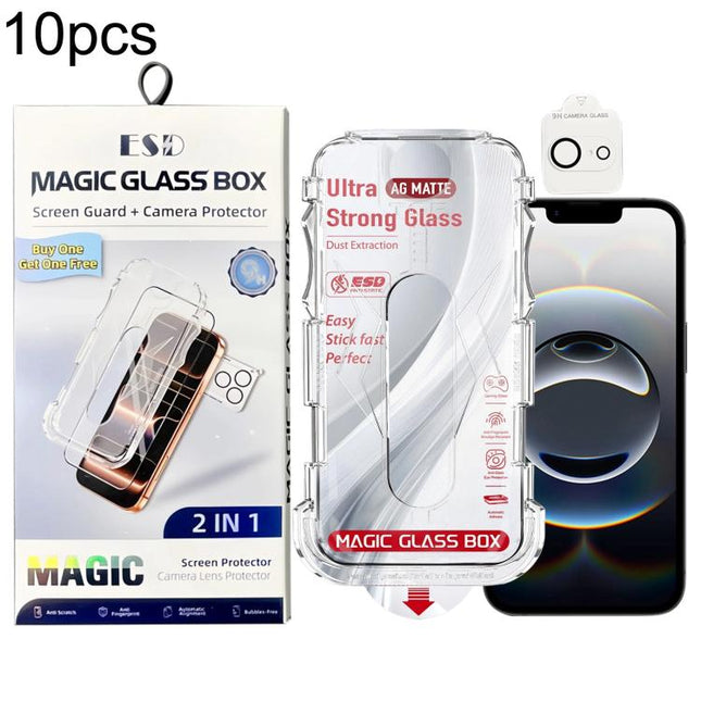 10pcs Easy Install Dust-proof Box Frosted Tempered Glass Film with Lens Film, For iPhone 17e / 16e, For iPhone 17 Pro Max, For iPhone 17 Pro, For iPhone 17, For iPhone Air, For iPhone 16 Pro Max, For iPhone 16 Pro, For iPhone 16 Plus, For iPhone 16    ...