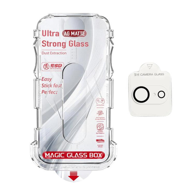 10pcs Easy Install Dust-proof Box Frosted Tempered Glass Film with Lens Film, For iPhone 17e / 16e, For iPhone 17 Pro Max, For iPhone 17 Pro, For iPhone 17, For iPhone Air, For iPhone 16 Pro Max, For iPhone 16 Pro, For iPhone 16 Plus, For iPhone 16    ...