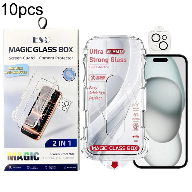 10pcs Easy Install Dust-proof Box Frosted Tempered Glass Film with Lens Film, For iPhone 17e / 16e, For iPhone 17 Pro Max, For iPhone 17 Pro, For iPhone 17, For iPhone Air, For iPhone 16 Pro Max, For iPhone 16 Pro, For iPhone 16 Plus, For iPhone 16    ...