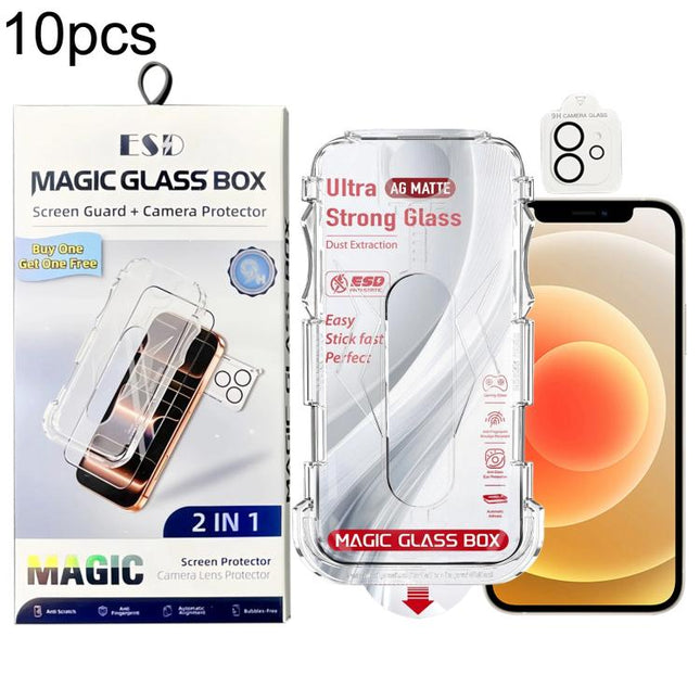 10pcs Easy Install Dust-proof Box Frosted Tempered Glass Film with Lens Film, For iPhone 17e / 16e, For iPhone 17 Pro Max, For iPhone 17 Pro, For iPhone 17, For iPhone Air, For iPhone 16 Pro Max, For iPhone 16 Pro, For iPhone 16 Plus, For iPhone 16    ...