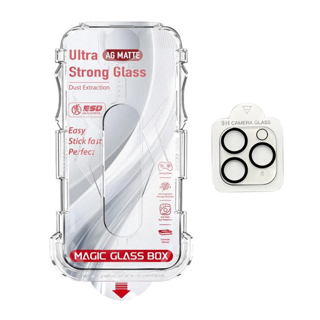 10pcs Easy Install Dust-proof Box Frosted Tempered Glass Film with Lens Film, For iPhone 11 Pro, For iPhone X / XS, For iPhone XR, For iPhone XS Max