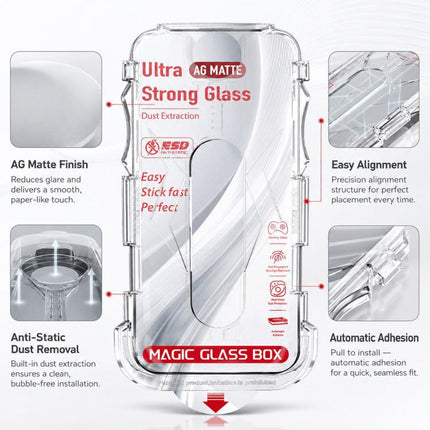 10pcs Easy Install Dust-proof Box Frosted Tempered Glass Film with Lens Film, For iPhone 11 Pro, For iPhone X / XS, For iPhone XR, For iPhone XS Max
