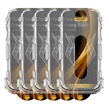 5pcs Easy Install Dust-proof Box 360 Privacy Tempered Glass Film, For iPhone 17e / 16e / 14 / 13 Pro, For iPhone 17 Pro Max, For iPhone 17 Pro, For iPhone 17 / 16 Pro, For iPhone Air, For iPhone 16 Pro Max, For iPhone 16 Plus / 15 Plus, For iPhone 16 /...
