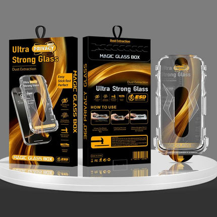 5pcs Easy Install Dust-proof Box 360 Privacy Tempered Glass Film, For iPhone 17e / 16e / 14 / 13 Pro, For iPhone 17 Pro Max, For iPhone 17 Pro, For iPhone 17 / 16 Pro, For iPhone Air, For iPhone 16 Pro Max, For iPhone 16 Plus / 15 Plus, For iPhone 16 /...