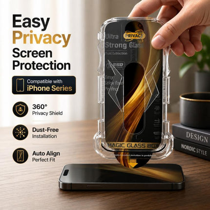 5pcs Easy Install Dust-proof Box 360 Privacy Tempered Glass Film with Lens Film, For iPhone 11 Pro, For iPhone X / XS, For iPhone XR, For iPhone XS Max