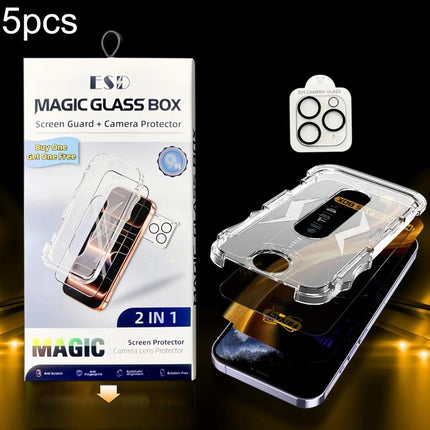 5pcs Easy Install Dust-proof Box 360 Privacy Tempered Glass Film with Lens Film, For iPhone 11 Pro, For iPhone X / XS, For iPhone XR, For iPhone XS Max