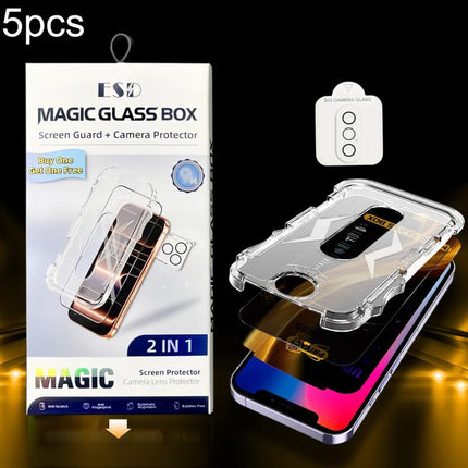 5pcs Easy Install Dust-proof Box 360 Privacy Tempered Glass Film with Lens Film, For iPhone 11 Pro, For iPhone X / XS, For iPhone XR, For iPhone XS Max