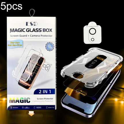 5pcs Easy Install Dust-proof Box 360 Privacy Tempered Glass Film with Lens Film, For iPhone 11 Pro, For iPhone X / XS, For iPhone XR, For iPhone XS Max