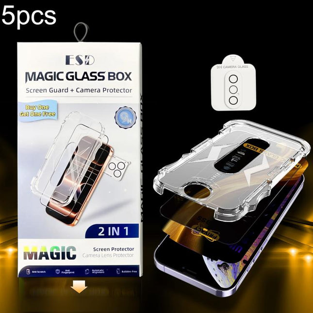 5pcs Easy Install Dust-proof Box 360 Privacy Tempered Glass Film with Lens Film, For iPhone 11 Pro, For iPhone X / XS, For iPhone XR, For iPhone XS Max