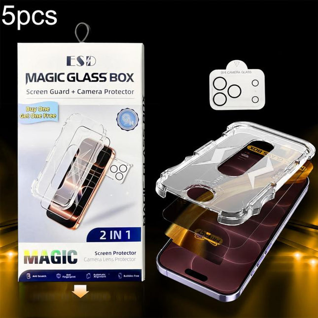5pcs Easy Install Dust-proof Box 360 Privacy Tempered Glass Film with Lens Film, For iPhone 17e / 16e, For iPhone 17 Pro Max, For iPhone 17 Pro, For iPhone 17, For iPhone Air, For iPhone 16 Pro Max, For iPhone 16 Pro, For iPhone 16 Plus, For iPhone 16 ...