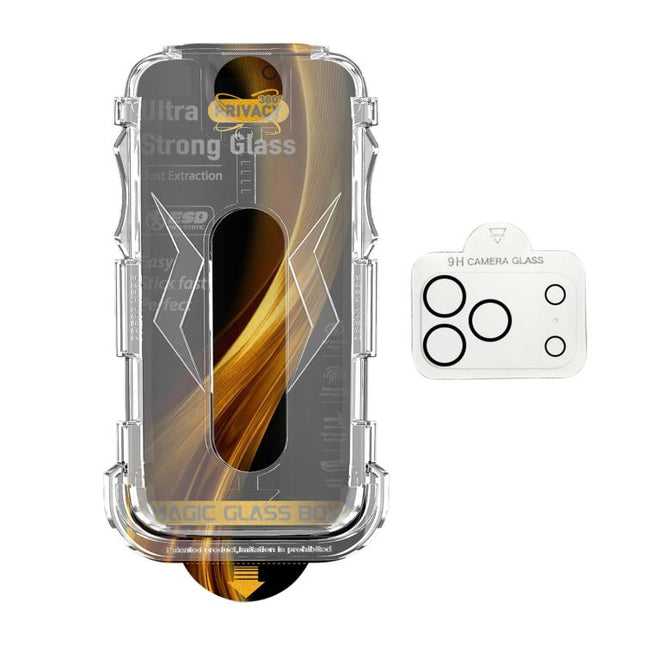 5pcs Easy Install Dust-proof Box 360 Privacy Tempered Glass Film with Lens Film, For iPhone 17e / 16e, For iPhone 17 Pro Max, For iPhone 17 Pro, For iPhone 17, For iPhone Air, For iPhone 16 Pro Max, For iPhone 16 Pro, For iPhone 16 Plus, For iPhone 16 ...