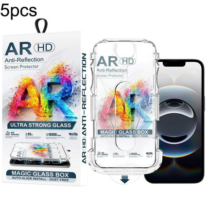 5pcs Easy Install Dust-proof Box AR HD Tempered Glass Film, For iPhone 17e / 16e / 14 / 13 Pro, For iPhone 17 Pro Max, For iPhone 17 Pro, For iPhone 17 / 16 Pro, For iPhone Air, For iPhone 16 Pro Max, For iPhone 16 Plus / 15 Plus, For iPhone 16 / 15   ...
