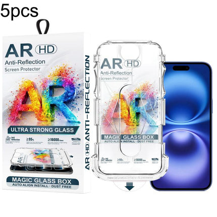 5pcs Easy Install Dust-proof Box AR HD Tempered Glass Film, For iPhone 17e / 16e / 14 / 13 Pro, For iPhone 17 Pro Max, For iPhone 17 Pro, For iPhone 17 / 16 Pro, For iPhone Air, For iPhone 16 Pro Max, For iPhone 16 Plus / 15 Plus, For iPhone 16 / 15   ...