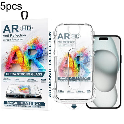 5pcs Easy Install Dust-proof Box AR HD Tempered Glass Film, For iPhone 17e / 16e / 14 / 13 Pro, For iPhone 17 Pro Max, For iPhone 17 Pro, For iPhone 17 / 16 Pro, For iPhone Air, For iPhone 16 Pro Max, For iPhone 16 Plus / 15 Plus, For iPhone 16 / 15   ...