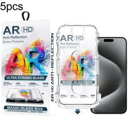 5pcs Easy Install Dust-proof Box AR HD Tempered Glass Film, For iPhone 17e / 16e / 14 / 13 Pro, For iPhone 17 Pro Max, For iPhone 17 Pro, For iPhone 17 / 16 Pro, For iPhone Air, For iPhone 16 Pro Max, For iPhone 16 Plus / 15 Plus, For iPhone 16 / 15   ...