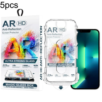 5pcs Easy Install Dust-proof Box AR HD Tempered Glass Film, For iPhone 17e / 16e / 14 / 13 Pro, For iPhone 17 Pro Max, For iPhone 17 Pro, For iPhone 17 / 16 Pro, For iPhone Air, For iPhone 16 Pro Max, For iPhone 16 Plus / 15 Plus, For iPhone 16 / 15   ...