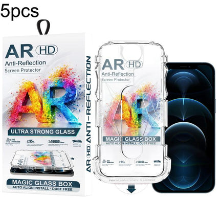 5pcs Easy Install Dust-proof Box AR HD Tempered Glass Film, For iPhone 17e / 16e / 14 / 13 Pro, For iPhone 17 Pro Max, For iPhone 17 Pro, For iPhone 17 / 16 Pro, For iPhone Air, For iPhone 16 Pro Max, For iPhone 16 Plus / 15 Plus, For iPhone 16 / 15   ...
