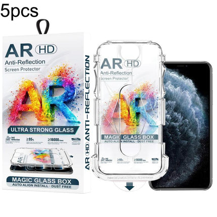 5pcs Easy Install Dust-proof Box AR HD Tempered Glass Film, For iPhone 17e / 16e / 14 / 13 Pro, For iPhone 17 Pro Max, For iPhone 17 Pro, For iPhone 17 / 16 Pro, For iPhone Air, For iPhone 16 Pro Max, For iPhone 16 Plus / 15 Plus, For iPhone 16 / 15   ...