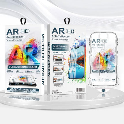 5pcs Easy Install Dust-proof Box AR HD Tempered Glass Film, For iPhone 17e / 16e / 14 / 13 Pro, For iPhone 17 Pro Max, For iPhone 17 Pro, For iPhone 17 / 16 Pro, For iPhone Air, For iPhone 16 Pro Max, For iPhone 16 Plus / 15 Plus, For iPhone 16 / 15   ...