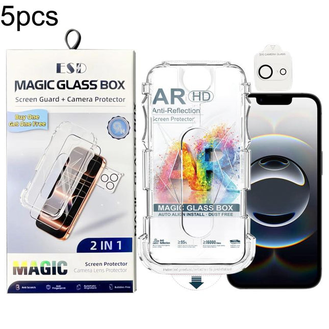 5pcs Easy Install Dust-proof Box AR HD Tempered Glass Film with Lens Film, For iPhone 17e / 16e, For iPhone 17 Pro Max, For iPhone 17 Pro, For iPhone 17, For iPhone Air, For iPhone 16 Pro Max, For iPhone 16 Pro, For iPhone 16 Plus, For iPhone 16       ...