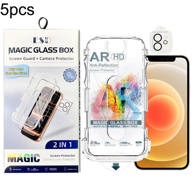 5pcs Easy Install Dust-proof Box AR HD Tempered Glass Film with Lens Film, For iPhone 17e / 16e, For iPhone 17 Pro Max, For iPhone 17 Pro, For iPhone 17, For iPhone Air, For iPhone 16 Pro Max, For iPhone 16 Pro, For iPhone 16 Plus, For iPhone 16       ...