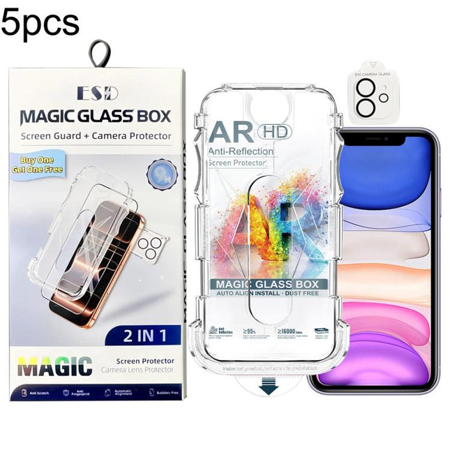 5pcs Easy Install Dust-proof Box AR HD Tempered Glass Film with Lens Film, For iPhone 17e / 16e, For iPhone 17 Pro Max, For iPhone 17 Pro, For iPhone 17, For iPhone Air, For iPhone 16 Pro Max, For iPhone 16 Pro, For iPhone 16 Plus, For iPhone 16       ...