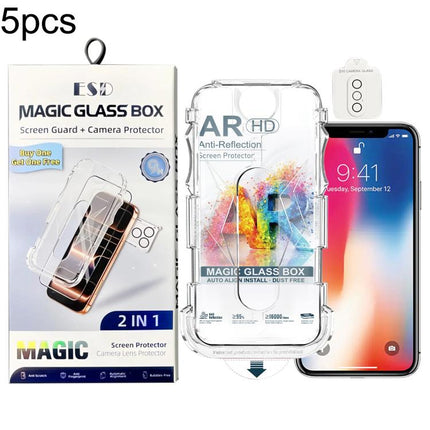 5pcs Easy Install Dust-proof Box AR HD Tempered Glass Film with Lens Film, For iPhone 11 Pro, For iPhone X / XS, For iPhone XR, For iPhone XS Max