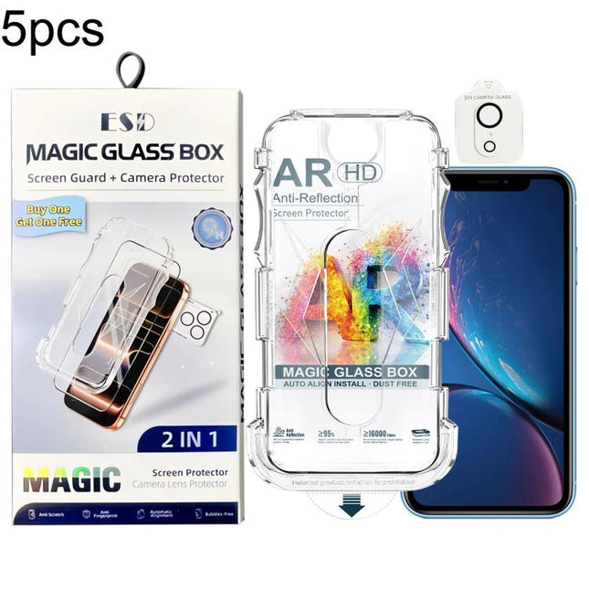 5pcs Easy Install Dust-proof Box AR HD Tempered Glass Film with Lens Film, For iPhone 11 Pro, For iPhone X / XS, For iPhone XR, For iPhone XS Max