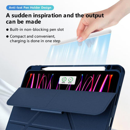 Tri-fold Pivot Holder Flip Vegan Leather Tablet Case with Pen Slot, For iPad Air 11 2026 / 2025 / 2024, For iPad 2025 / 2022
