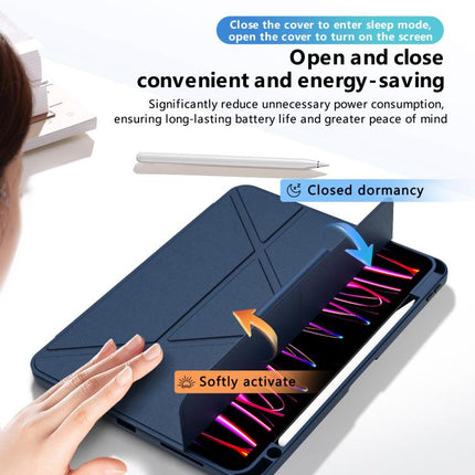 Tri-fold Pivot Holder Flip Vegan Leather Tablet Case with Pen Slot, For iPad Air 11 2026 / 2025 / 2024, For iPad 2025 / 2022