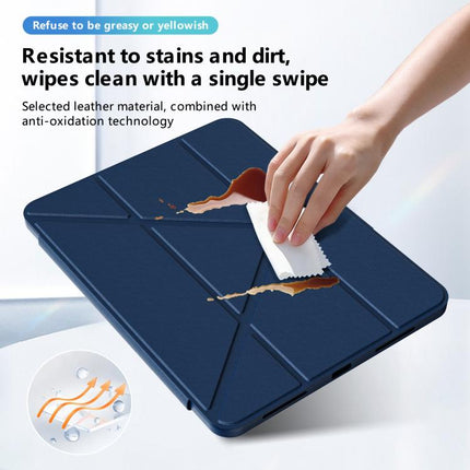 Tri-fold Pivot Holder Flip Vegan Leather Tablet Case with Pen Slot, For iPad Air 11 2026 / 2025 / 2024, For iPad 2025 / 2022