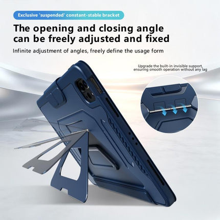 Tri-fold Pivot Holder Flip Vegan Leather Tablet Case with Pen Slot, For iPad Air 11 2026 / 2025 / 2024, For iPad 2025 / 2022