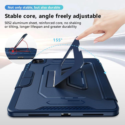 Tri-fold Pivot Holder Flip Vegan Leather Tablet Case with Pen Slot, For iPad Air 11 2026 / 2025 / 2024, For iPad 2025 / 2022