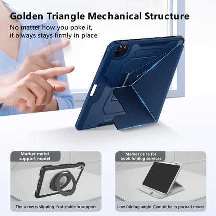 Tri-fold Pivot Holder Flip Vegan Leather Tablet Case with Pen Slot, For iPad Air 11 2026 / 2025 / 2024, For iPad 2025 / 2022