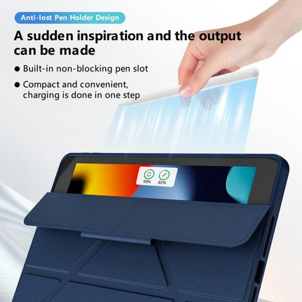 Tri-fold Pivot Holder Flip Vegan Leather Tablet Case, For iPad 10.2 2021 / 2020 / 2019