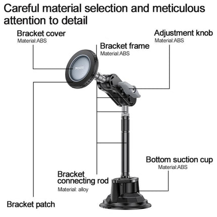 Yesido C282 Car Suction Cup Strong Magnetic Phone Shooting Holder Long Version, C282