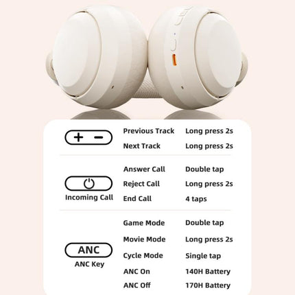 V10 Over-Ear Active Noise Reduction Wireless Bluetooth Headset