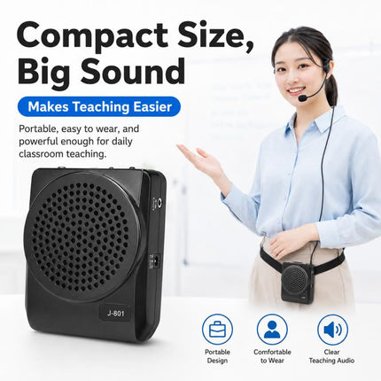 J-801 Portable Waist Hanging Microphone Teaching Voice Amplifier