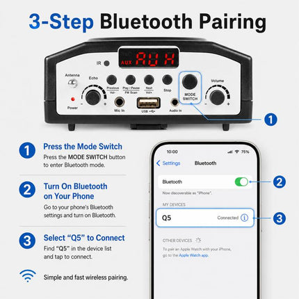 KU-898 Bluetooth Portable Microphone Teaching Voice Amplifier, US Plug, EU Plug, UK Plug