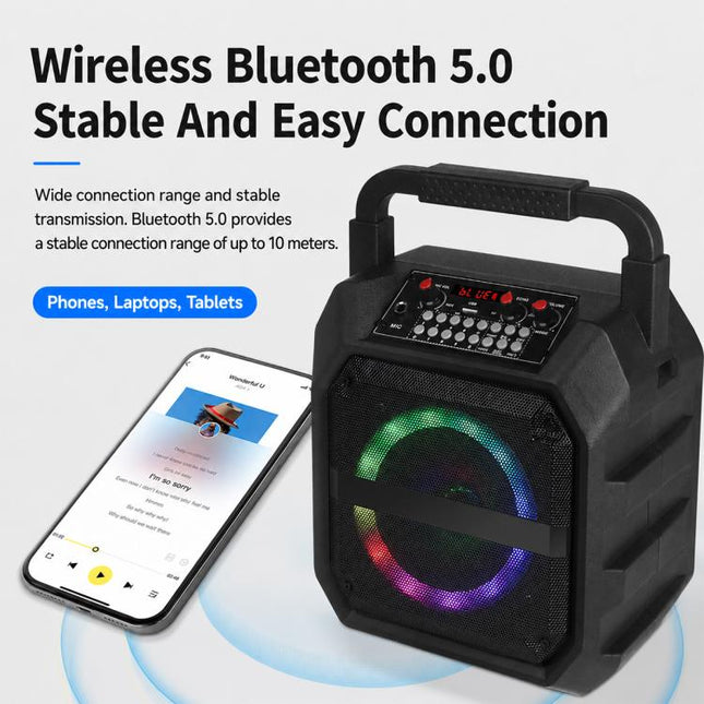 K6S Outdoor Portable Wireless Bluetooth Speaker with 2pcs Microphone, with 2pcs Microphone