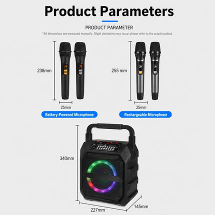 K6S Outdoor Portable Wireless Bluetooth Speaker with 2pcs Microphone, with 2pcs Microphone