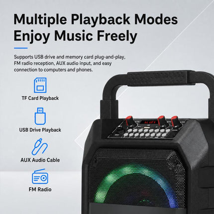 K6S Outdoor Portable Wireless Bluetooth Speaker with 2pcs Microphone, with 2pcs Microphone